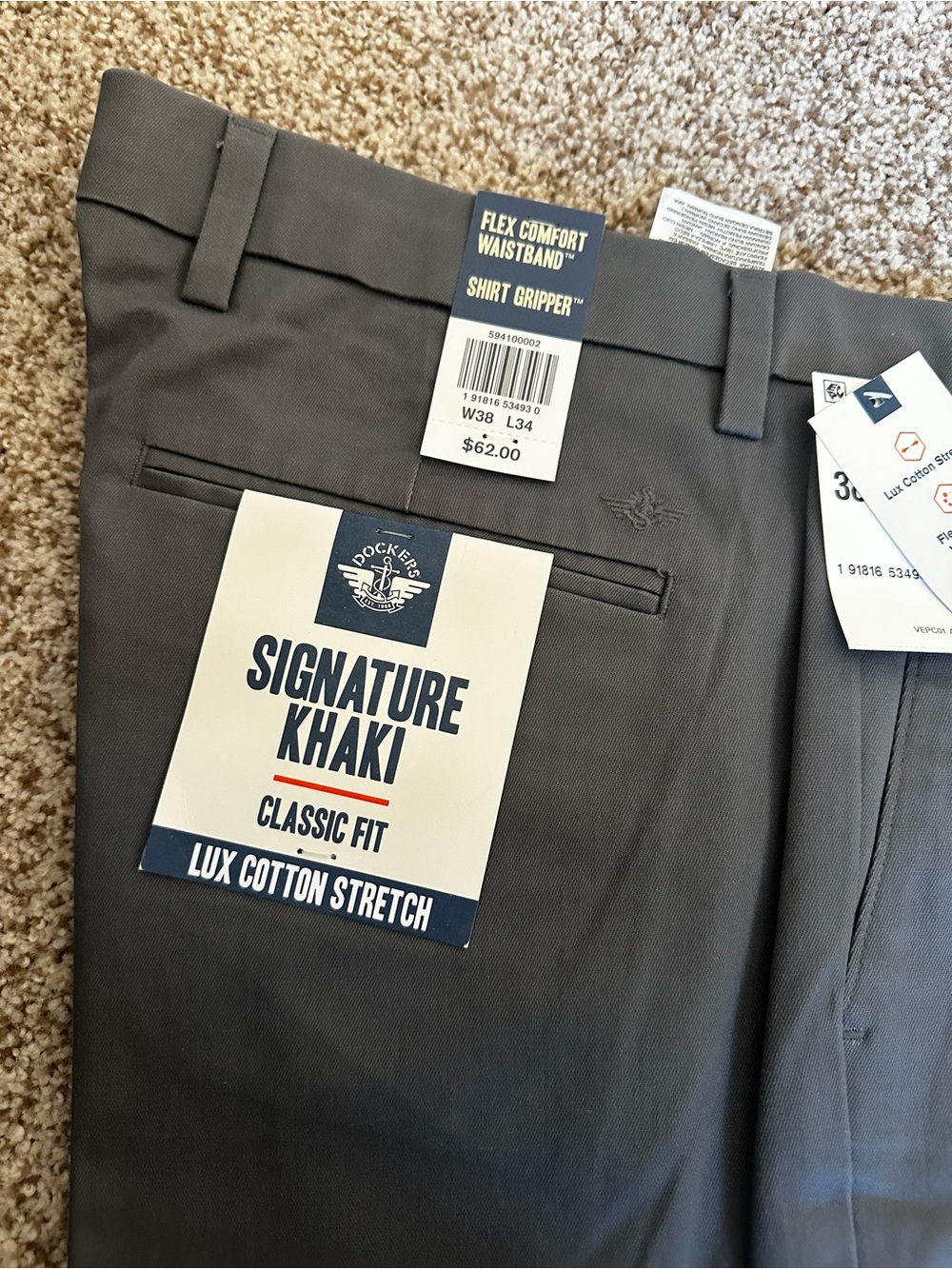 Dockers Signature Khaki Classic Fit Men's Grey Stretch Shorts